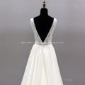 Sexy Backless Sleeveless Illusion V Neck Chapel Train Hot Sale Lace Wedding Dress